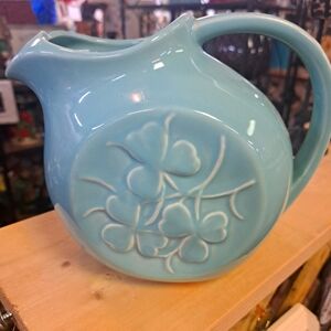 Vintage McCoy Pottery Turquiso Shamrock Pitcher